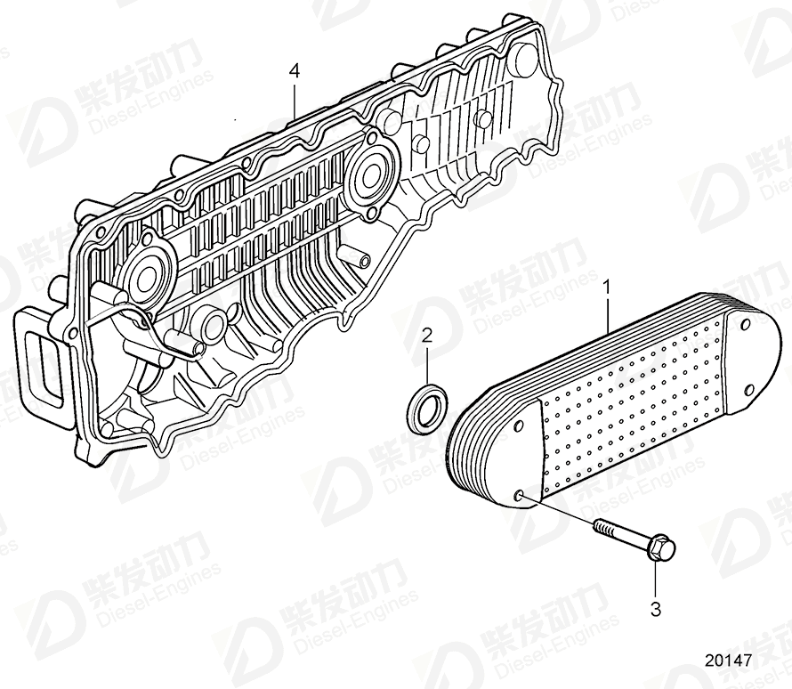 volvo penta Oil cooler 8149300 Drawing volvo penta Oil cooler 8149300 Drawing